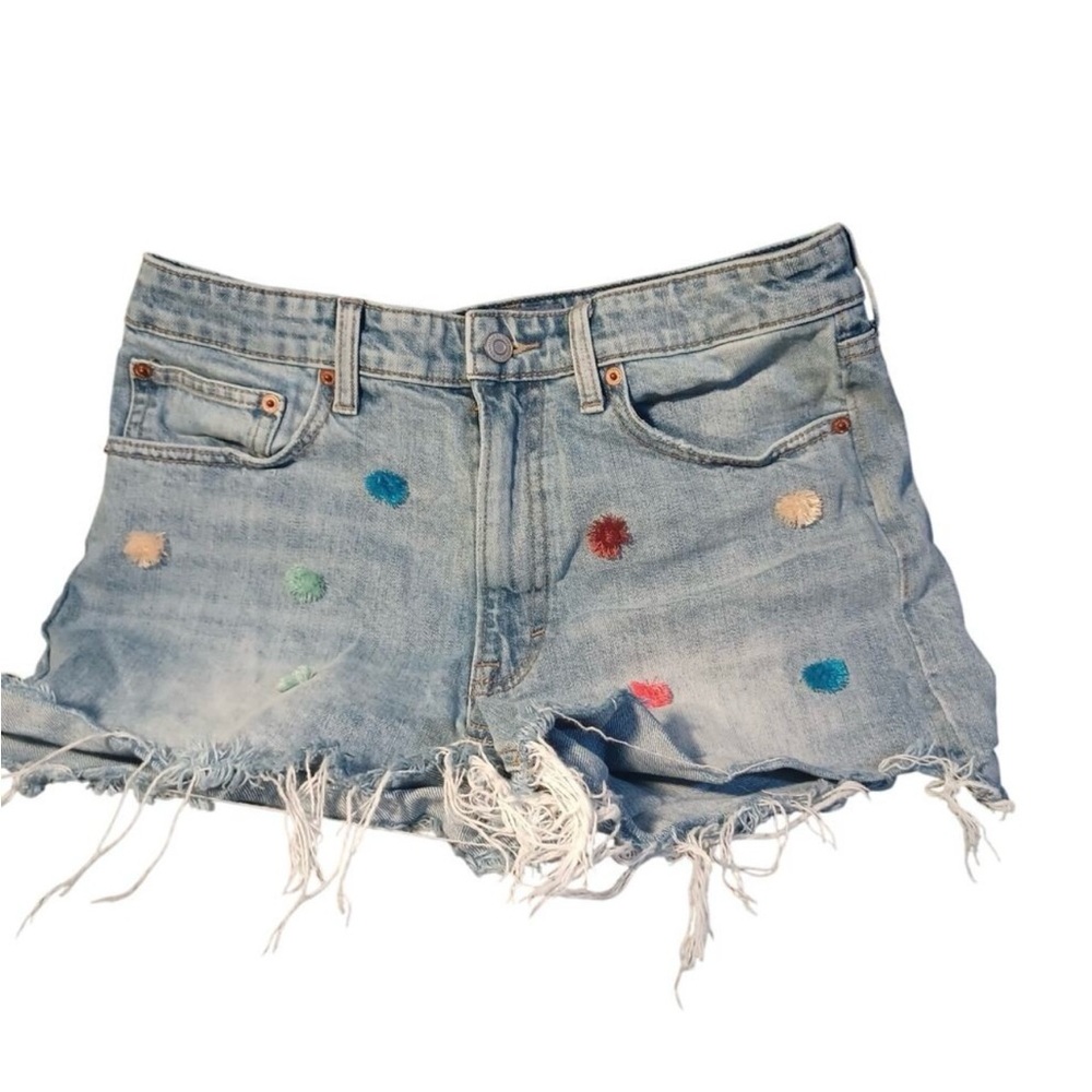 Lucky Brand🍀 Pom Pom high-rise denim shorts size 10/30